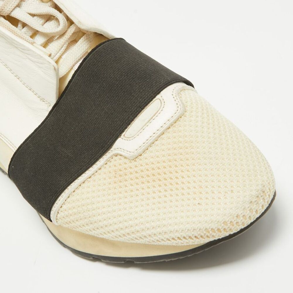 Balenciaga Race Runner Size 44 White Leather Mesh And Neoprene Low Top Sneakers - Picture 7 of 7